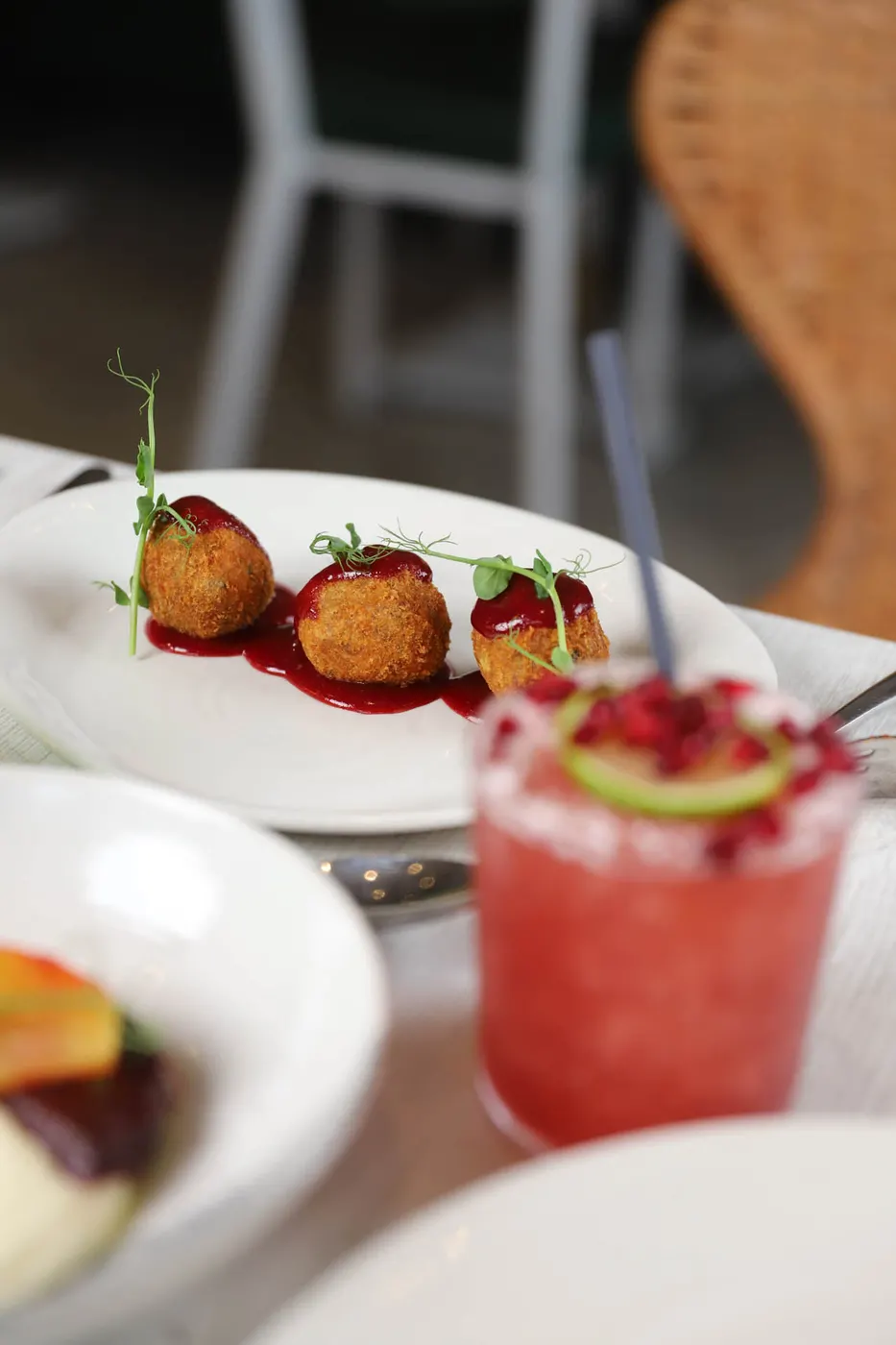Duck croquettes with spiced plum purée
